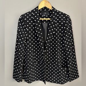 XXI Polka Dot Open Blazer Size Medium Black & White Lightweight w Pockets